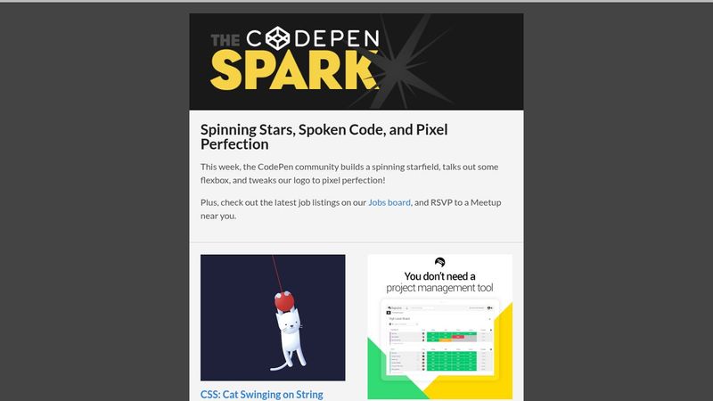 The CodePen Spark #42 - Spinning Stars, Spoken Code, and Pixel Perfection