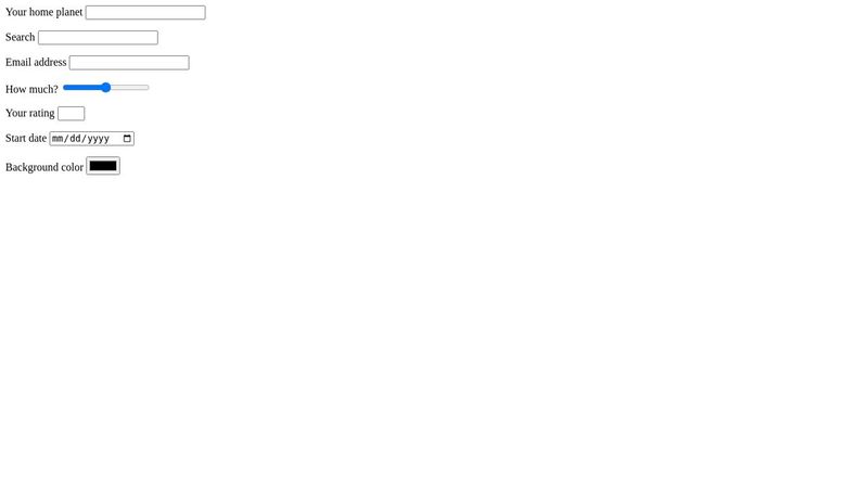 Examples of form input types