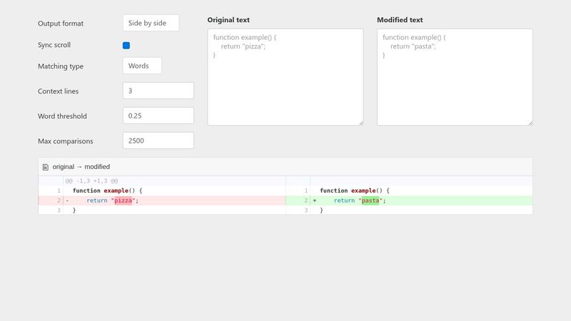 GitHub-Style Text/Code Comparison