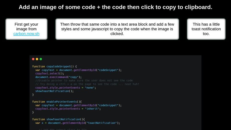 A neat way to present code using carbon and textarea copy content