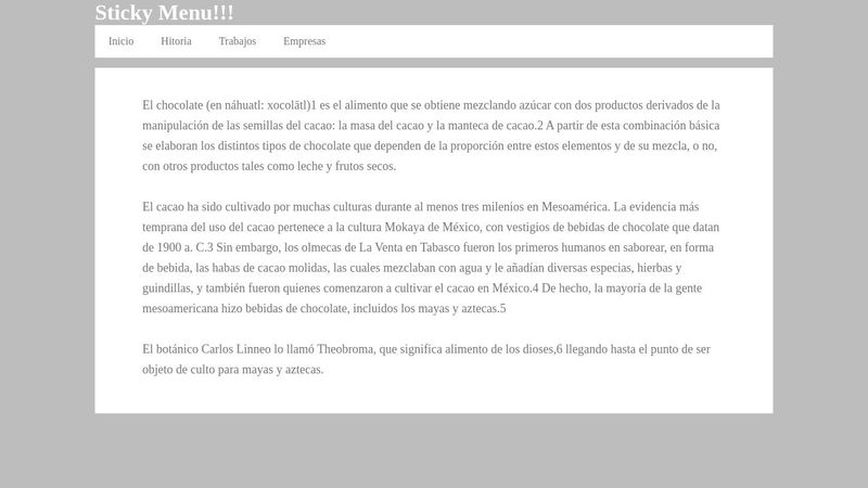 Sticky header html css and JavaScript
