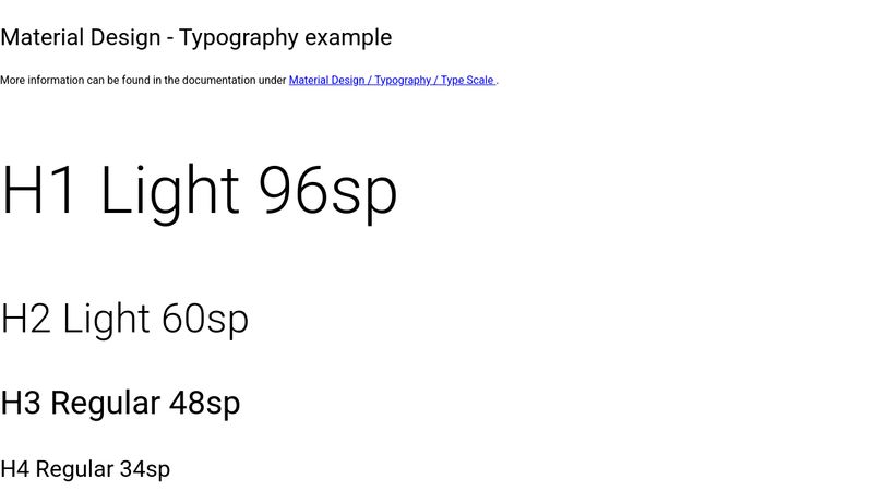 Material Design - Typography SCSS example