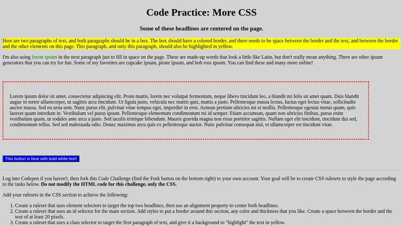 Code Practice: More CSS