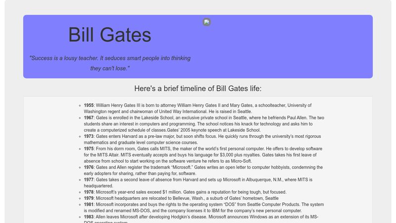 Bill Gates Tribute Page