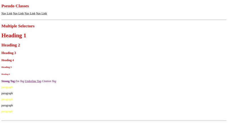 In Class Lab: Pseudo Classes, Multiple Selectors