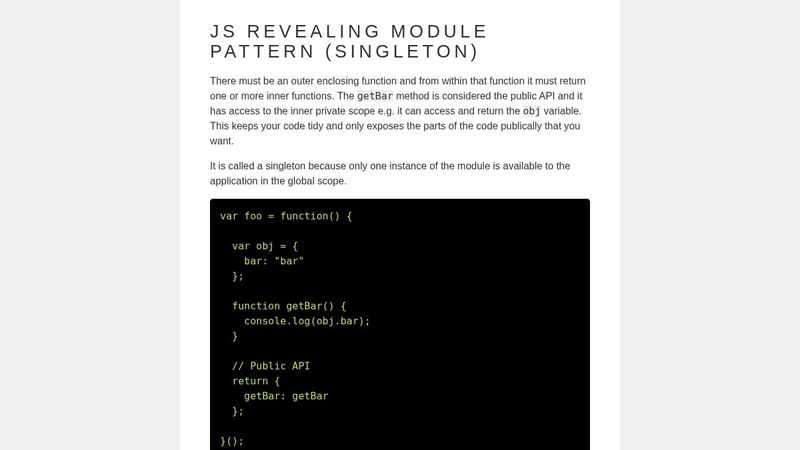 JS Revealing Module Pattern (Singleton)