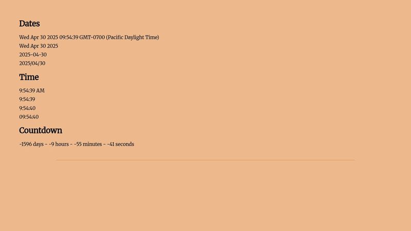 Dates and Time Examples in JavaScript