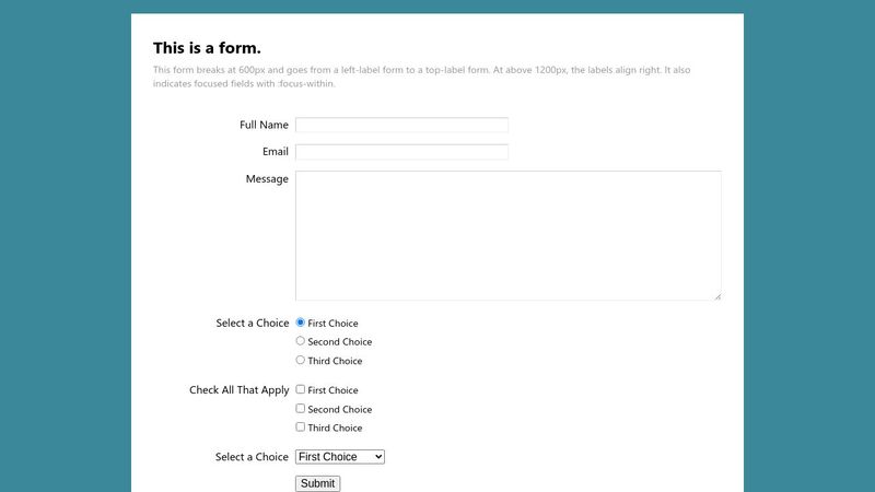 Simple Responsive Form with :focus-within