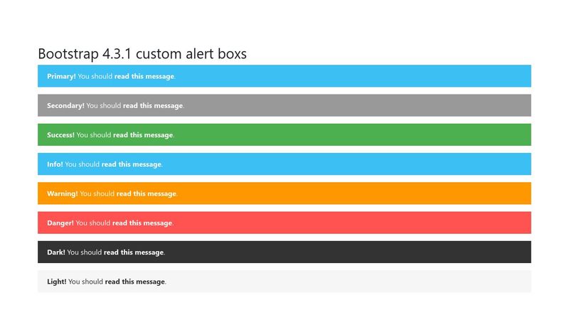 bootstrap 4 (4.3.1) custom alert boxes