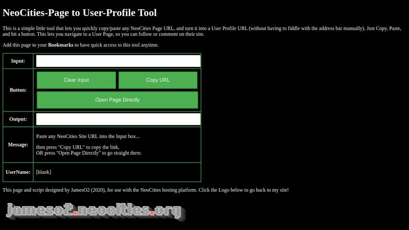 JavaScript - NeoCities User Profile Tool