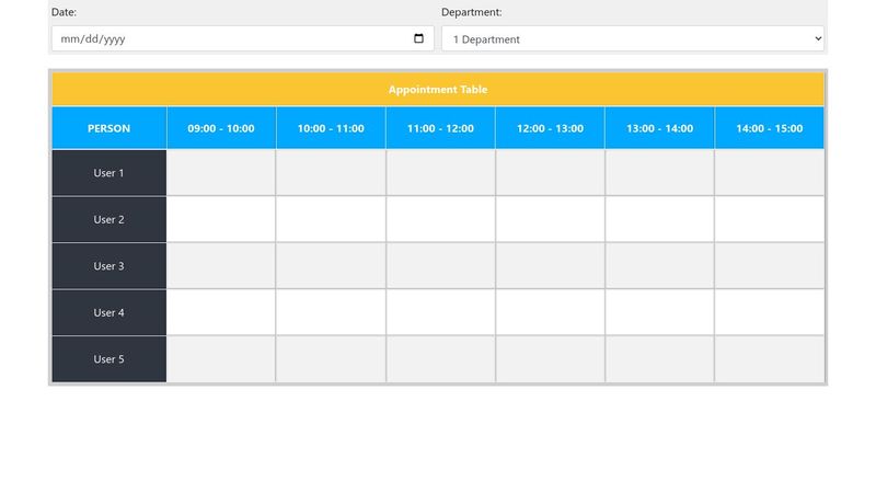 HTML Responsive Table Appointment Bootstrap + Jquery
