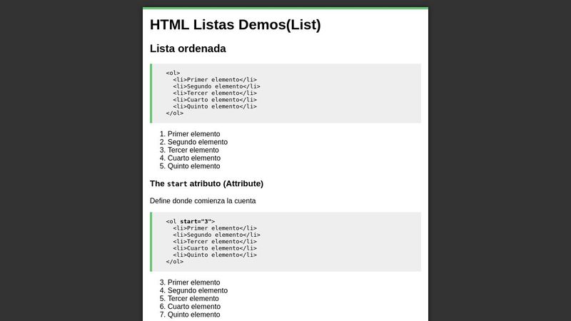 HTML List Demos
