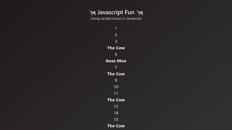 Javascript Fun: Using Nested Loops