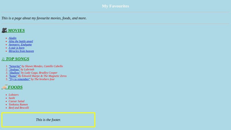 HTML and CSS exercise
