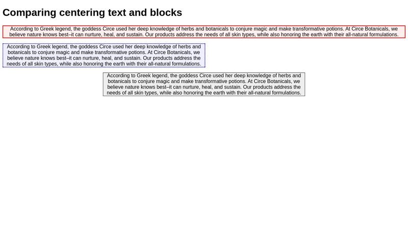 M17 Centering text vs. centering blocks end - GSierra