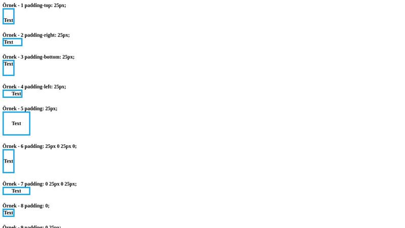 CSS padding property - CSS padding özelliği (Padding - Bottom, Top ...