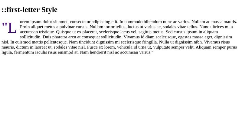 CSS:first-letter