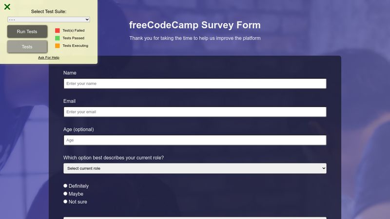 FreeCodeCamp Project - Survey Form