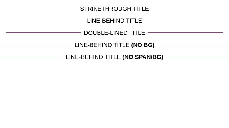 CSS line behind title text