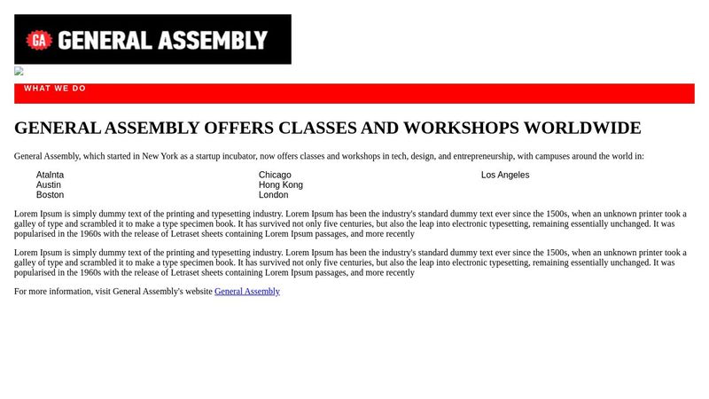 General Assembly HTML & CSS - OCT 30th, 2018