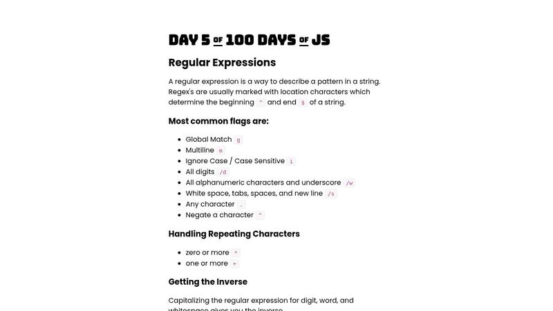 5 of 100 days of js - Regular Expressions