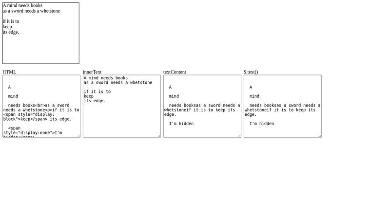 InnerText Vs TextContent Vs text InnerText Vs TextContent Vs text
