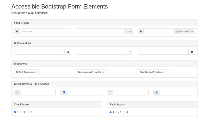 Accessible Form Bootstrap UI Library - No CSS