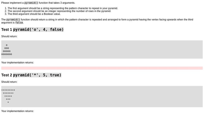JavaScript Practice: pyramid()