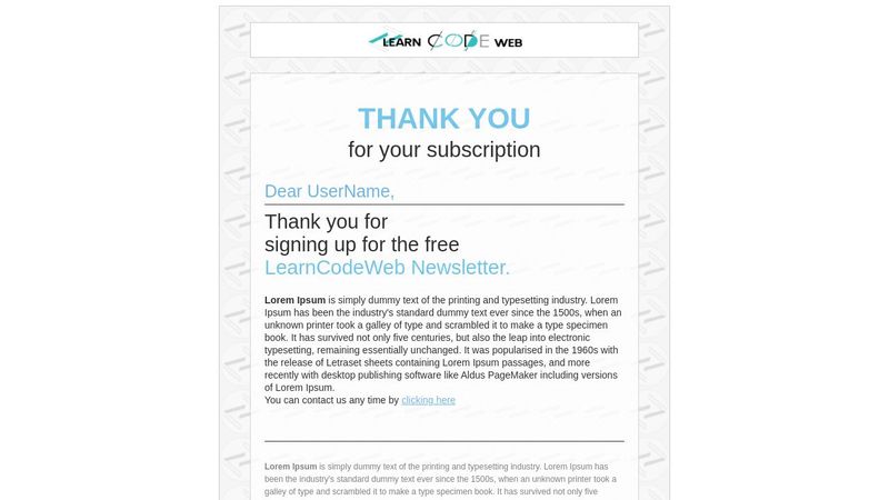 Free HTML email Template