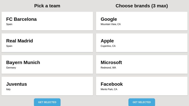 Selectable Card React Component