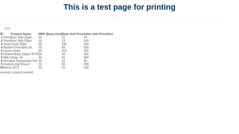 Table Print Only - JavaScript / HTML