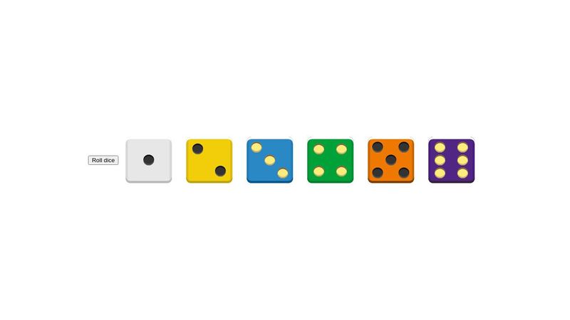 Colorful interactive dice (using CSS grid + JS)