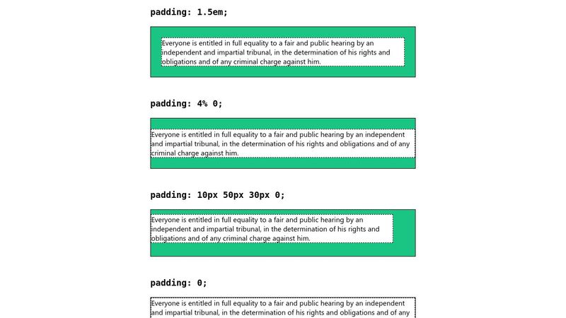 How the CSS box model works - Padding Example
