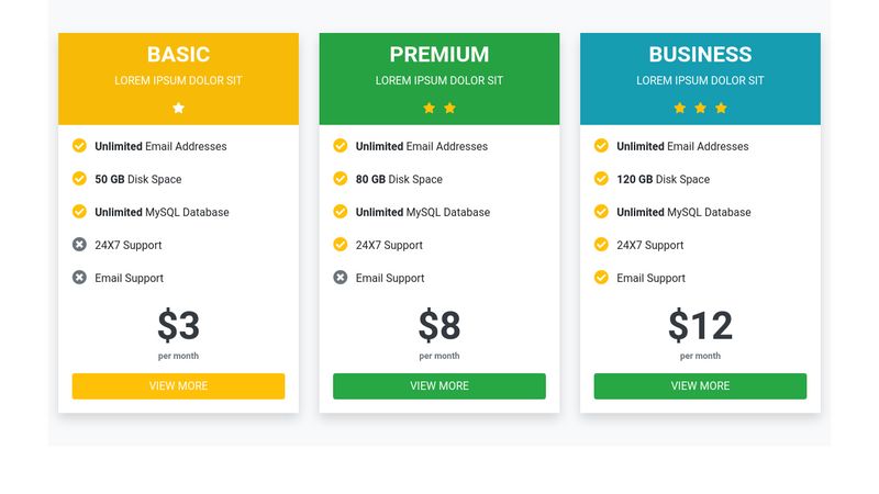 Bootstrap 4 Pricing Table