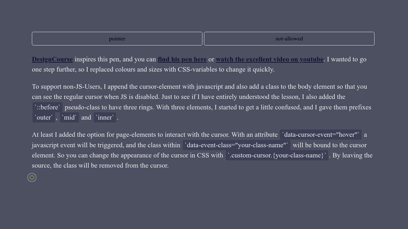 Pens tagged 'custom cursor' on CodePen