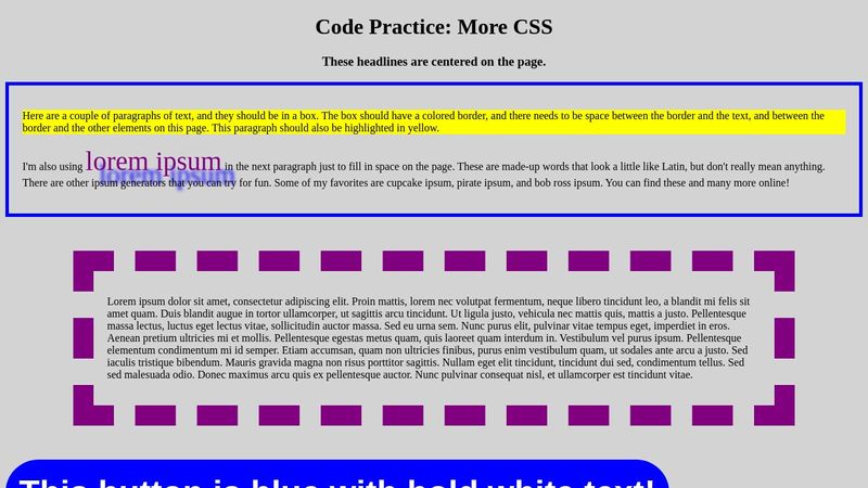 Code Practice: More CSS
