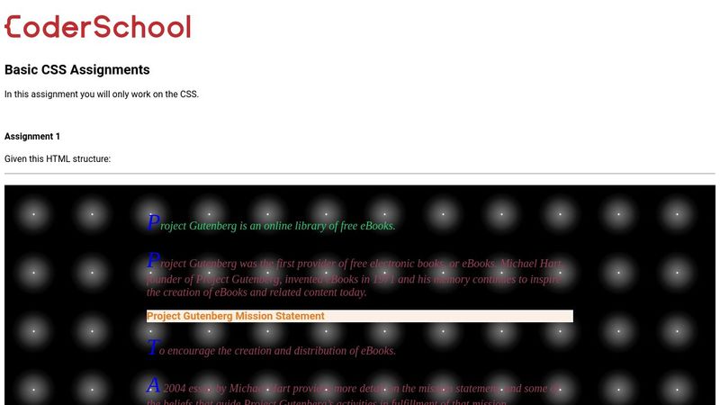Basic CSS Assignments