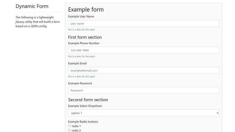 Dynamic HTML Form from JSON config