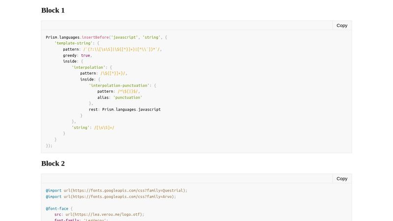 Highlight code using Prism