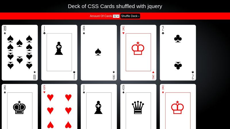 Deck of CSS Playing Cards with Shuffling