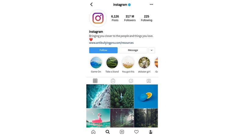 instagram profile page
