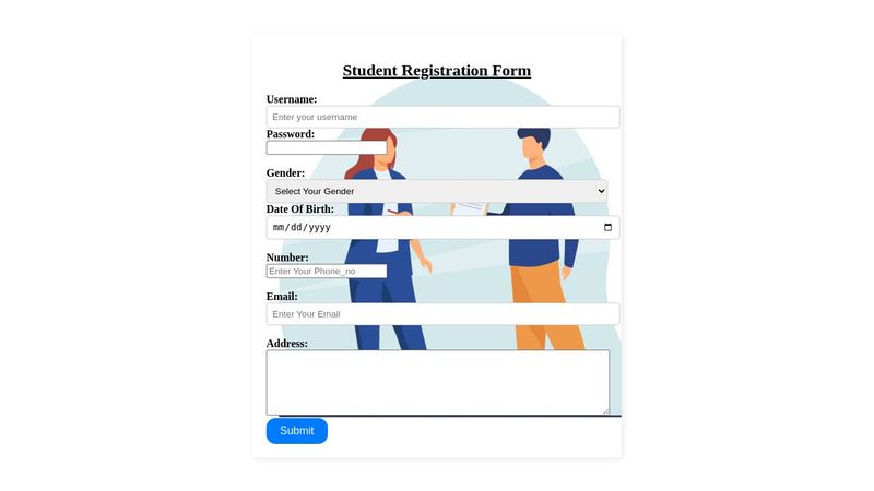 Student registration form