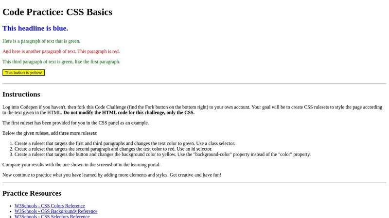 Code Practice: CSS Basics