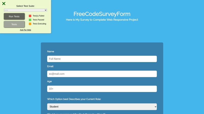 FreeCodeCamp Survey Form