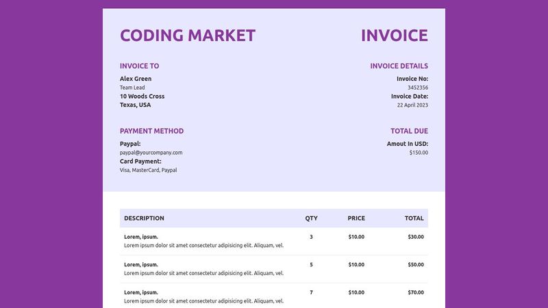 Invoice Template UI Design 4