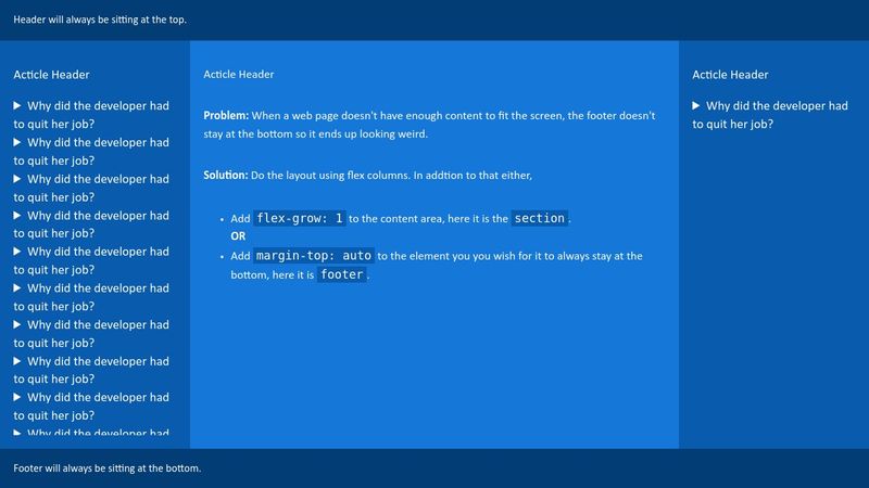 Fixed Header and Footer scrolling content