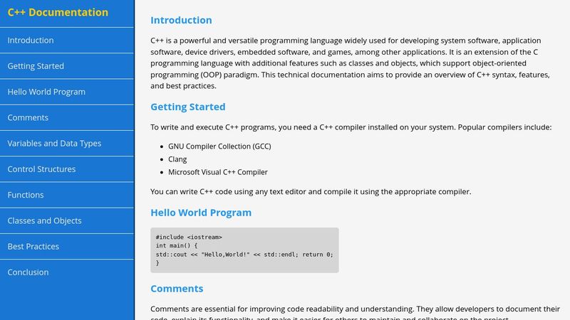 C++ Documentation