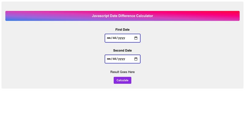 Javascript Date Difference Calculator