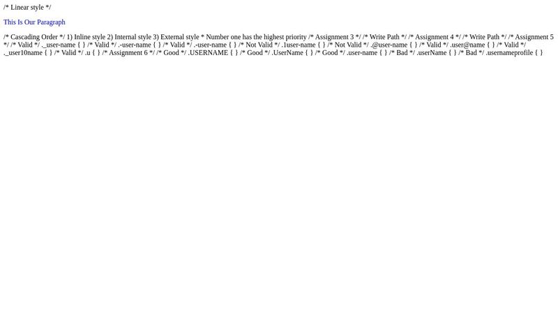 CSS Assignment (Elements And Naming)