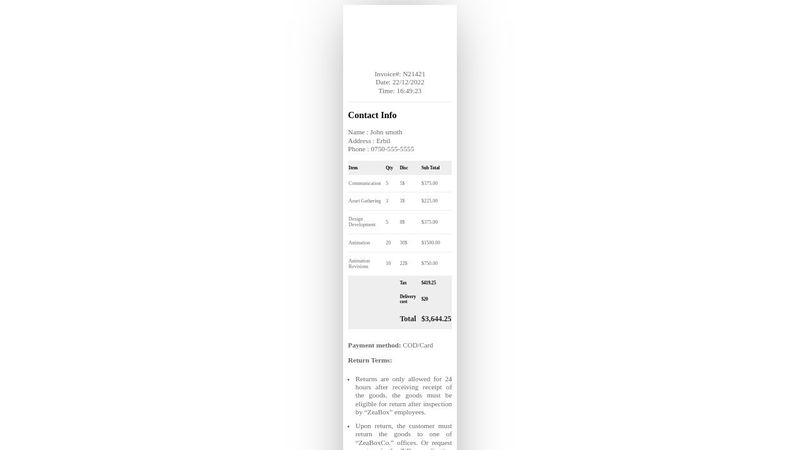 POS Receipt Template Html Css
